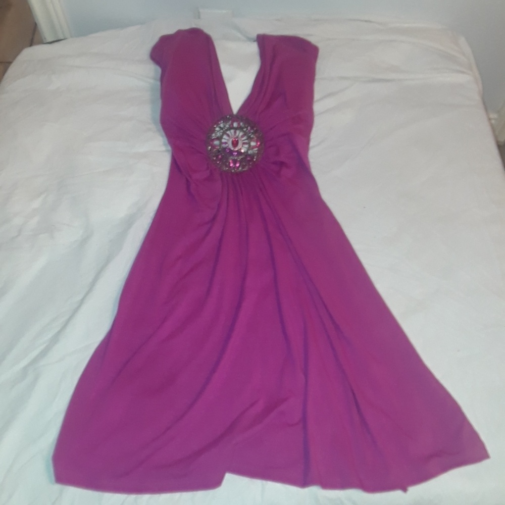 Body Central fuchsia v-neck a-line dress
